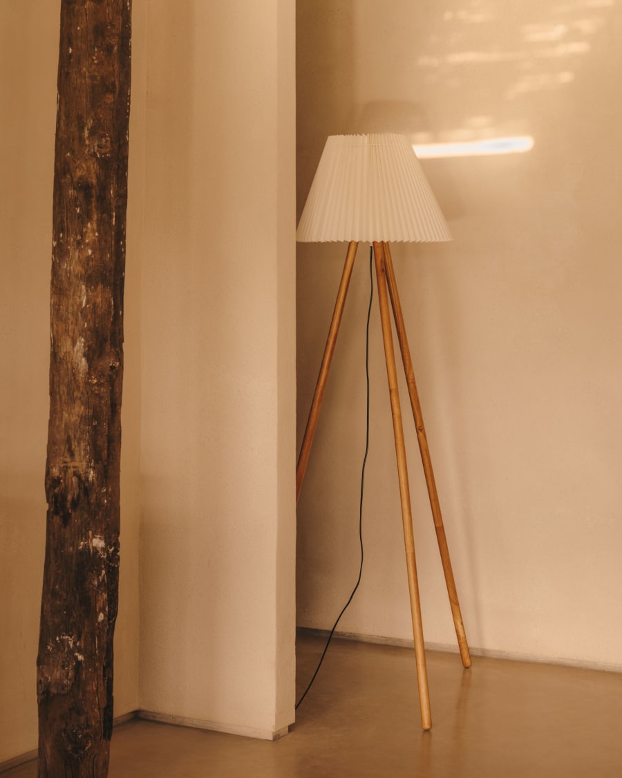 Japandi houten vloerlamp