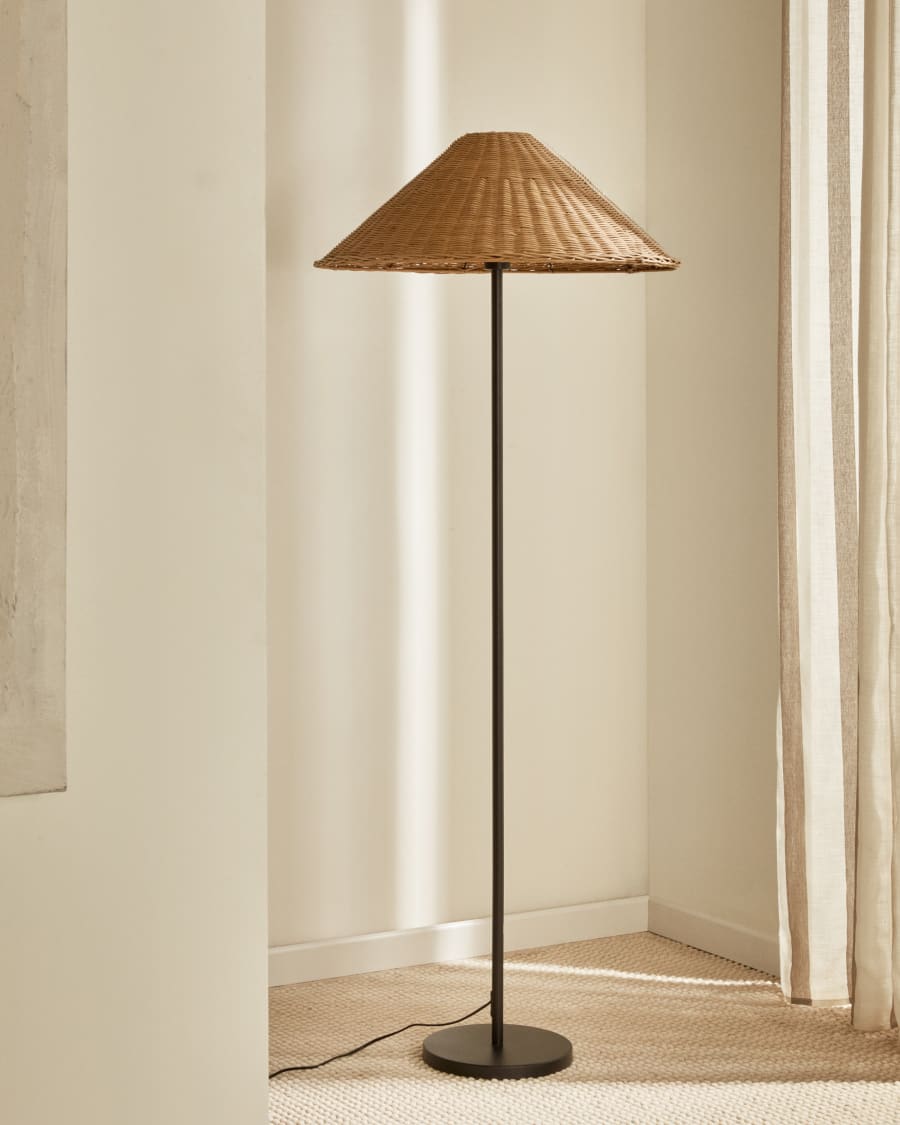 Japandi rotan vloerlamp