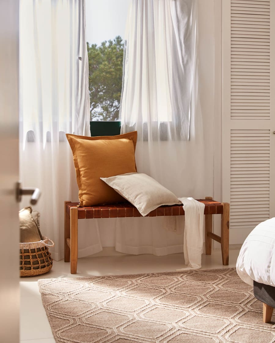 Japandi lederen zitbank