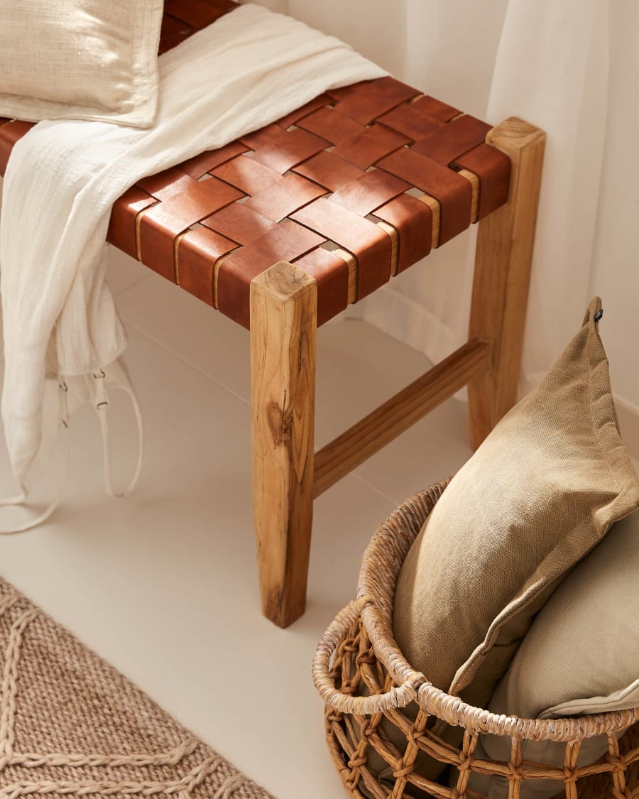 Japandi lederen zitbank