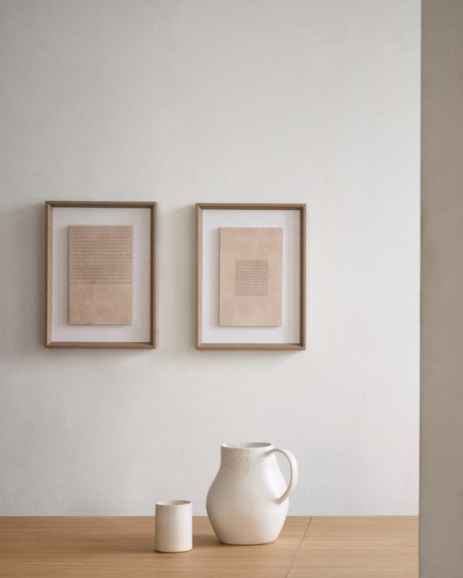 Japandi Schilderij met bruine strepen