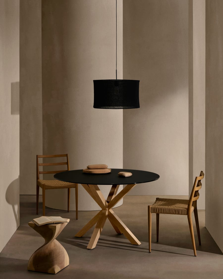 Japandi stoel van hout en touw