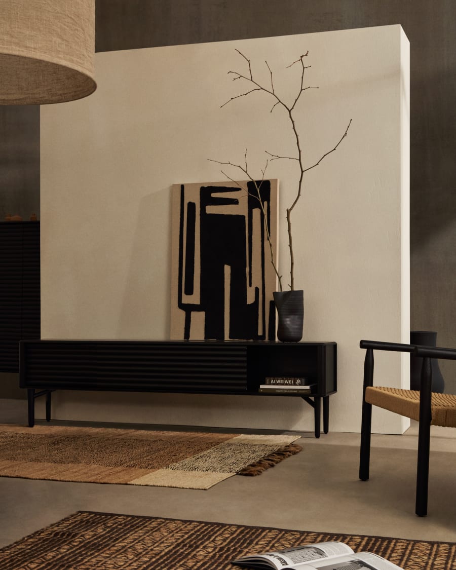 Zwarte Japandi tv-standaard