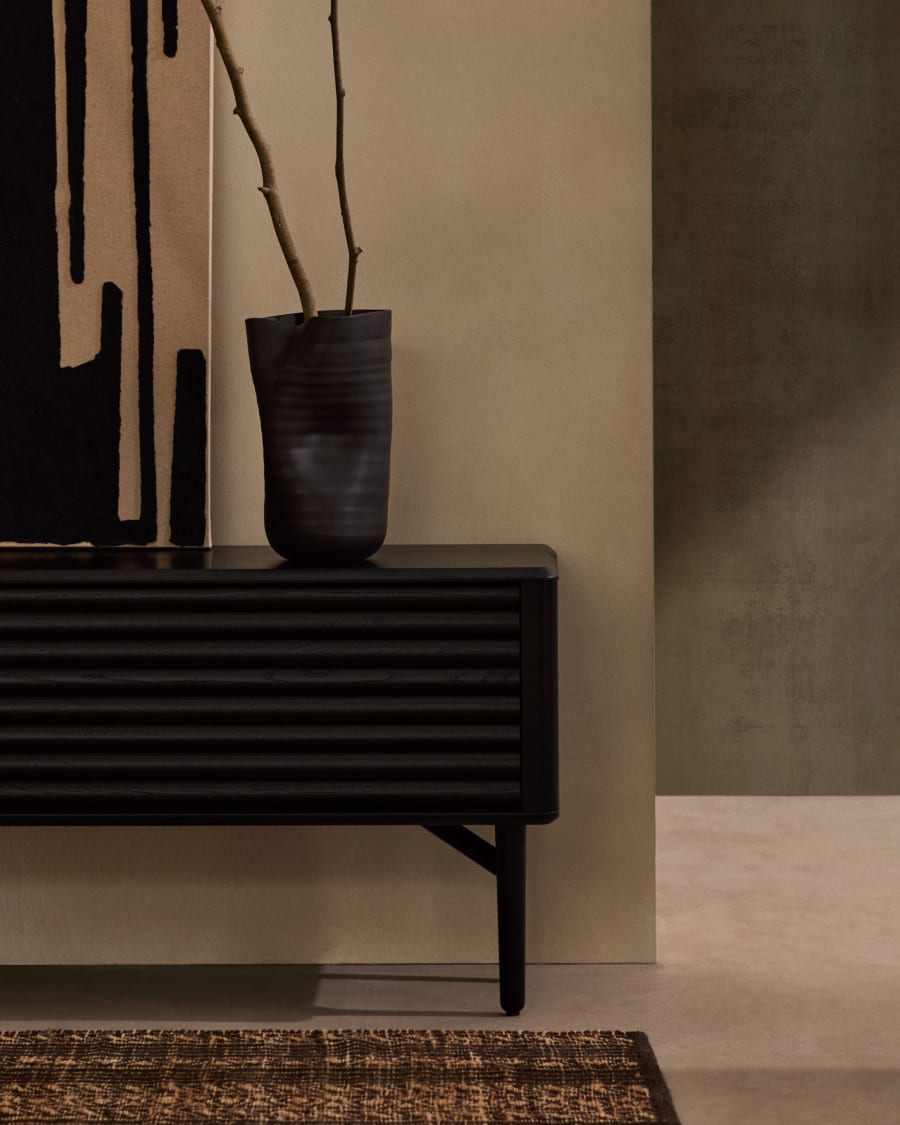 Zwarte Japandi tv-standaard