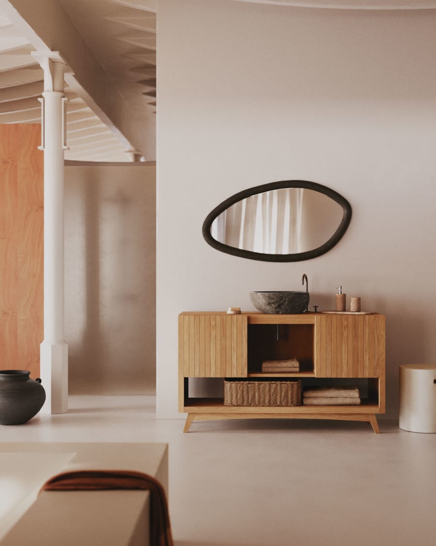 Zwarte Japandi spiegel