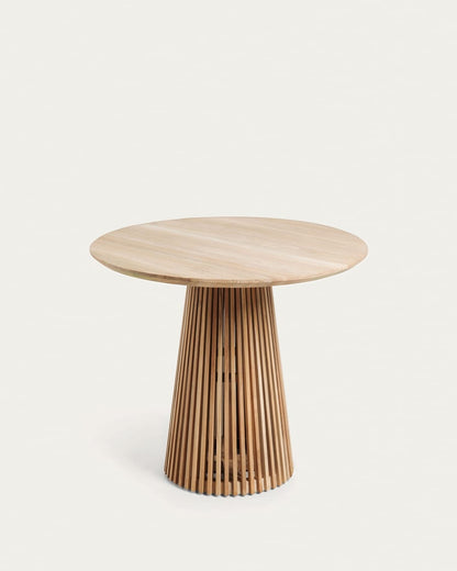 Ronde Japandi teakhouten tafel