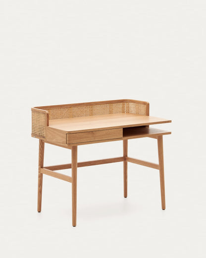 Japandi bureau van hout en rotan