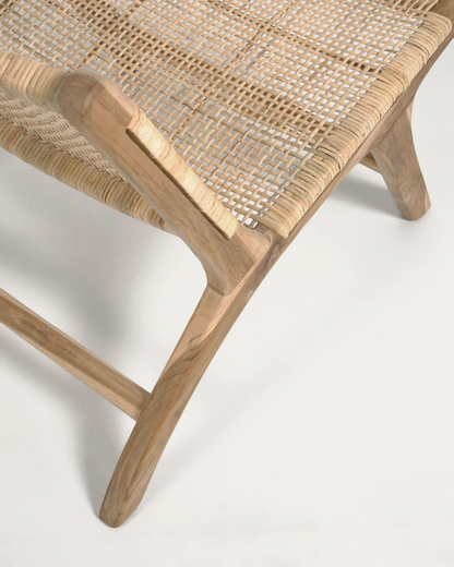 Japandi fauteuil van hout en rotan